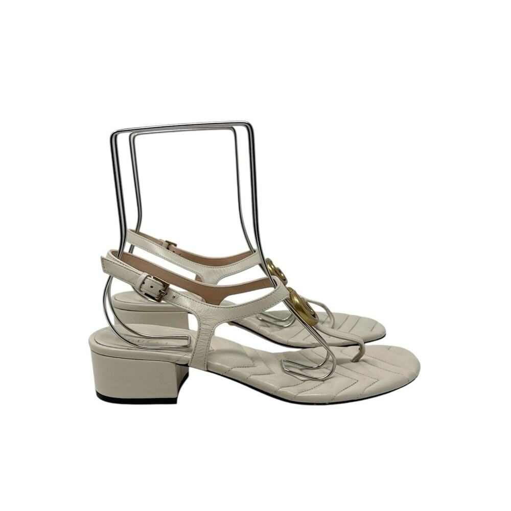 Gucci Marmont GG Mystic White Matelasse Block Heel Sandals Size 39.5